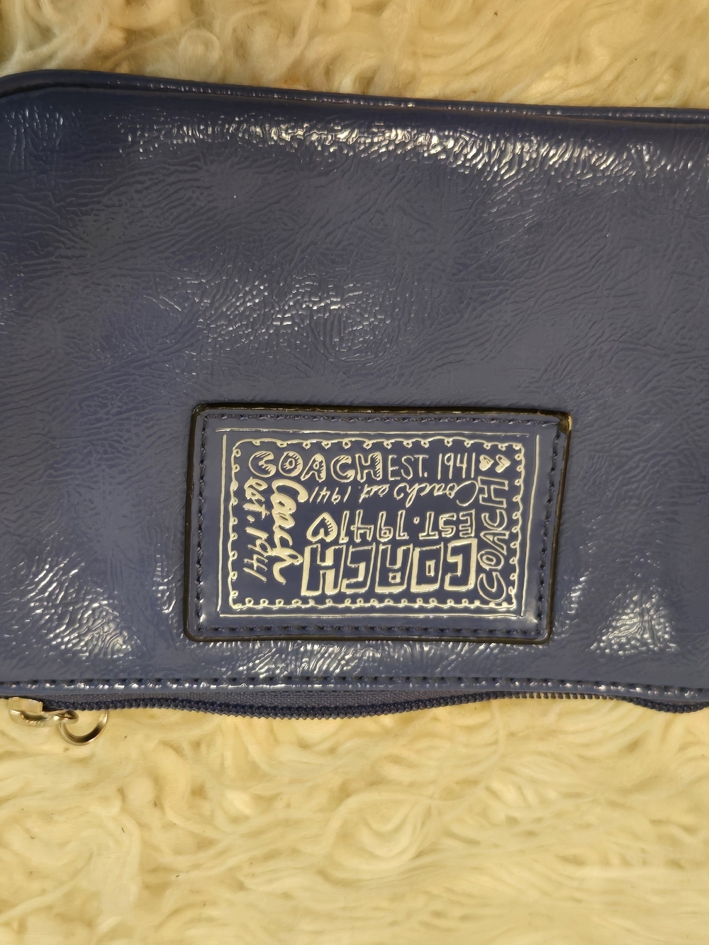 Coach Patent Zip Wallet in Blue